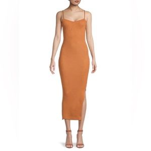 LUCCA Carrie Ribbed Slip Dress in Burnt Orange Size Medium